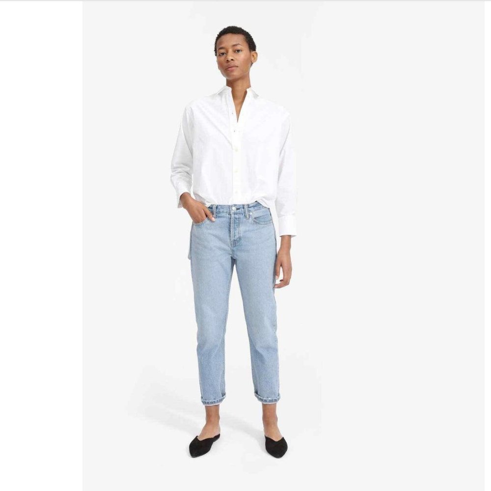 Everlane Relaxed Boyfriend Jean In Vintage Sky Blue 100% Cotton Button Fly Sz.28